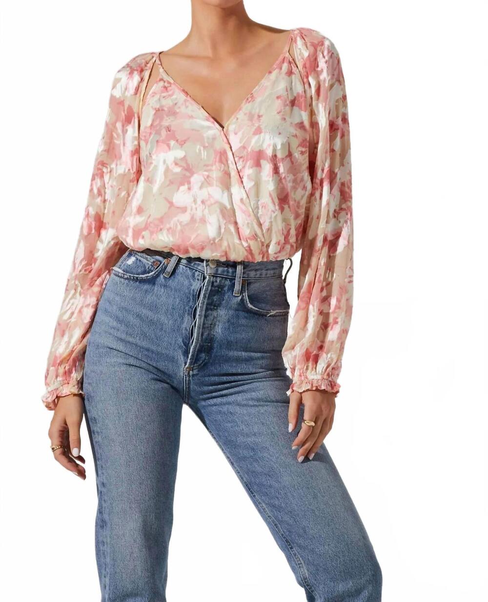 NEW ASTR kamari top in pink burnout